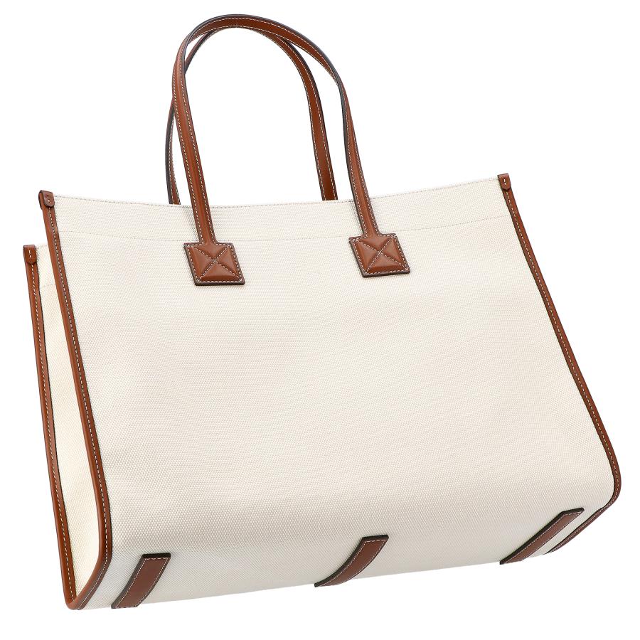 BURBERRY バーバリー トートバッグ ハンドバッグ バッグ レディース アウトレット ホワイト コットン レザー オープン式 送料無料 8044129 A1395の画像