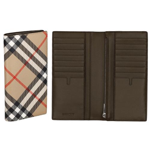 BURBERRY バーバリー 長財布 財布 メンズ レディース アウトレット ベージュ チェック レザー オープン式 送料無料 8091921 A2021の画像