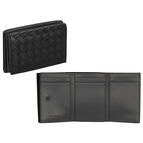 BOTTEGA VENETA ボッテガヴェネタ 三つ折り財布 ミニ財布 財布 メンズ レディース アウトレット ブラック レザー ボタン式 送料無料 515385-V3UN2 1295の画像