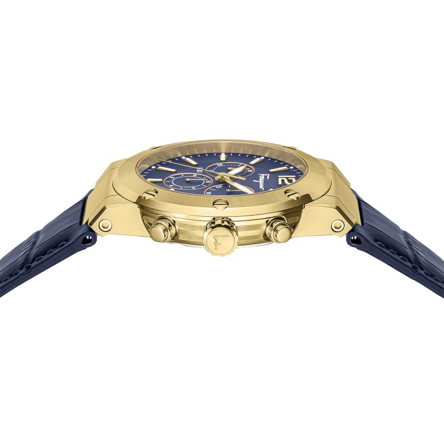 Ferragamo フェラガモ 腕時計 時計 クロノグラフ 44mm メンズ アウトレット ネイビー ブルー ゴールド クォーツ サファイアガラス 送料無料 SFEX00723 F-80の画像