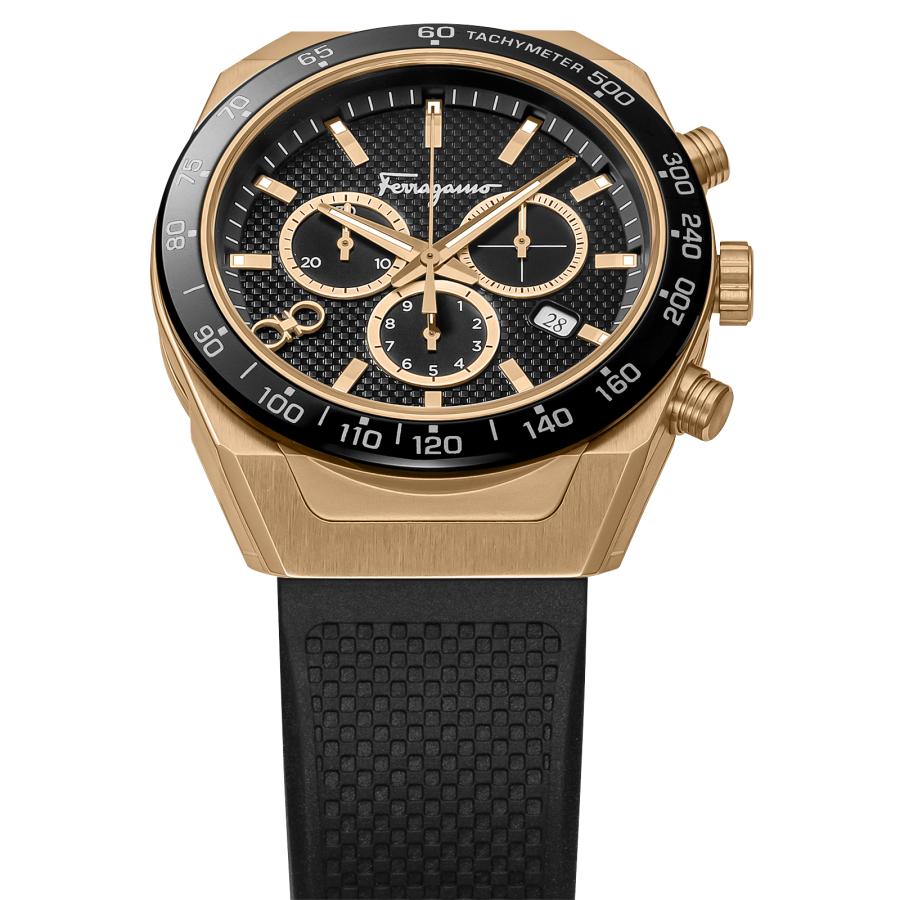 Ferragamo フェラガモ 腕時計 時計 クロノグラフ 52mm メンズ アウトレット ゴールド ブラック クォーツ サファイアガラス 送料無料 SFHR00320 SLXの画像