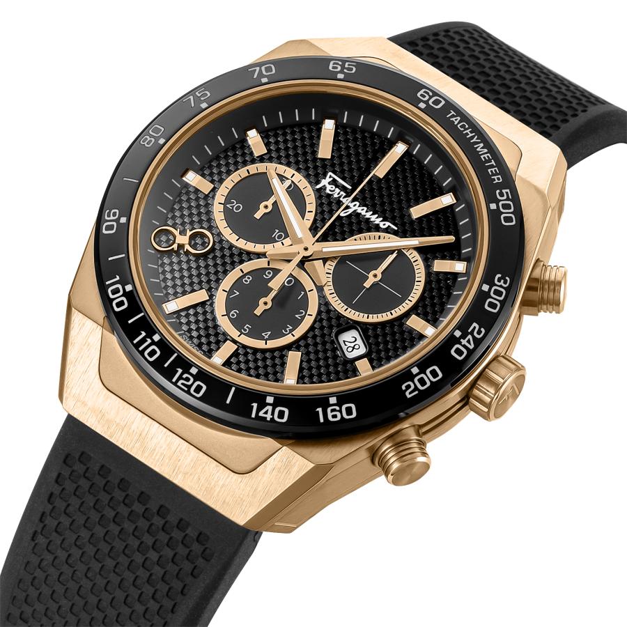 Ferragamo フェラガモ 腕時計 時計 クロノグラフ 52mm メンズ アウトレット ゴールド ブラック クォーツ サファイアガラス 送料無料 SFHR00320 SLXの画像