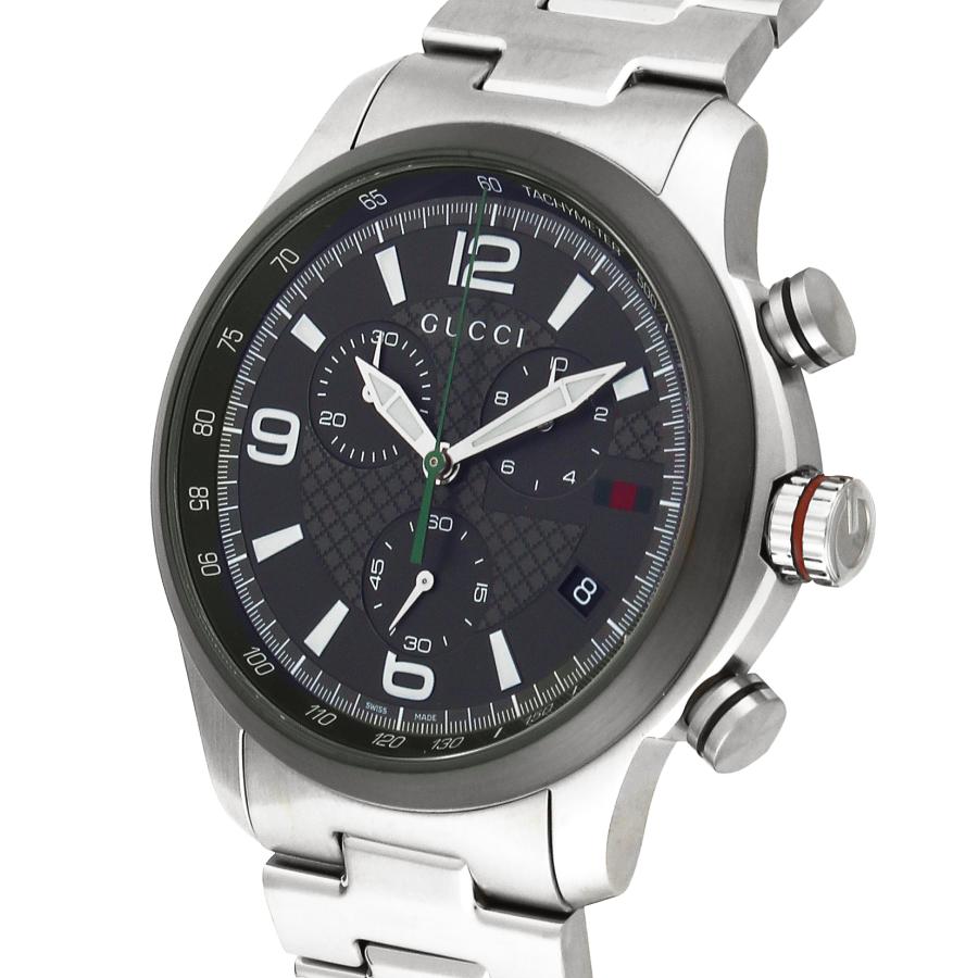 GUCCI グッチ 腕時計 時計 46mm クロノグラフ メンズ アウトレット グレー シルバー クォーツ サファイアガラス 送料無料 YA126238 G-Timeless ジータイムレスの画像