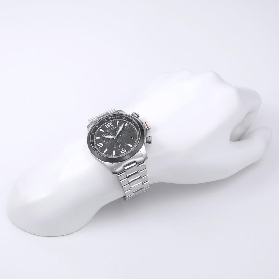 GUCCI グッチ 腕時計 時計 46mm クロノグラフ メンズ アウトレット グレー シルバー クォーツ サファイアガラス 送料無料 YA126238 G-Timeless ジータイムレスの画像
