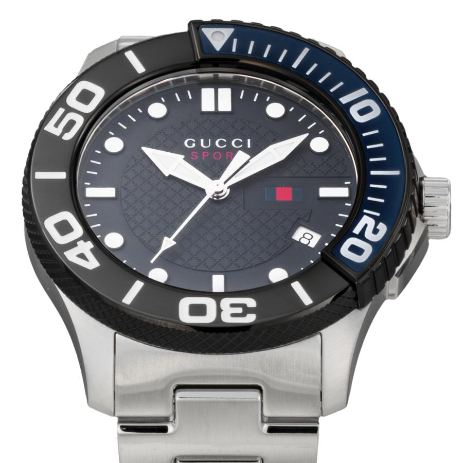 GUCCI グッチ 腕時計 時計 46mm メンズ アウトレット シルバー ブラック クォーツ サファイアガラス YA126282 Gタイムレスの画像