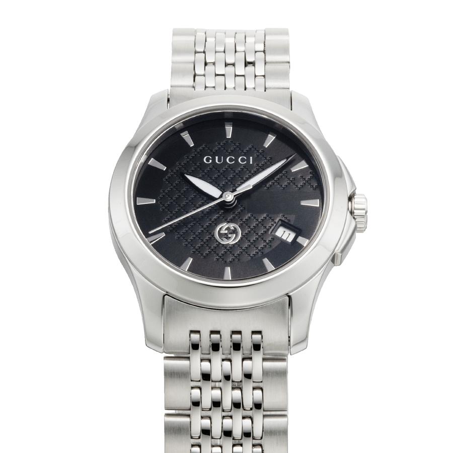 稼働品　GUCCI グッチ　デイト付き　ローマンインデックス　黒文字盤　腕時計 GUCCI グッチ 腕時計 クオーツ メンズ 100L SS 黒文字盤 ローマン