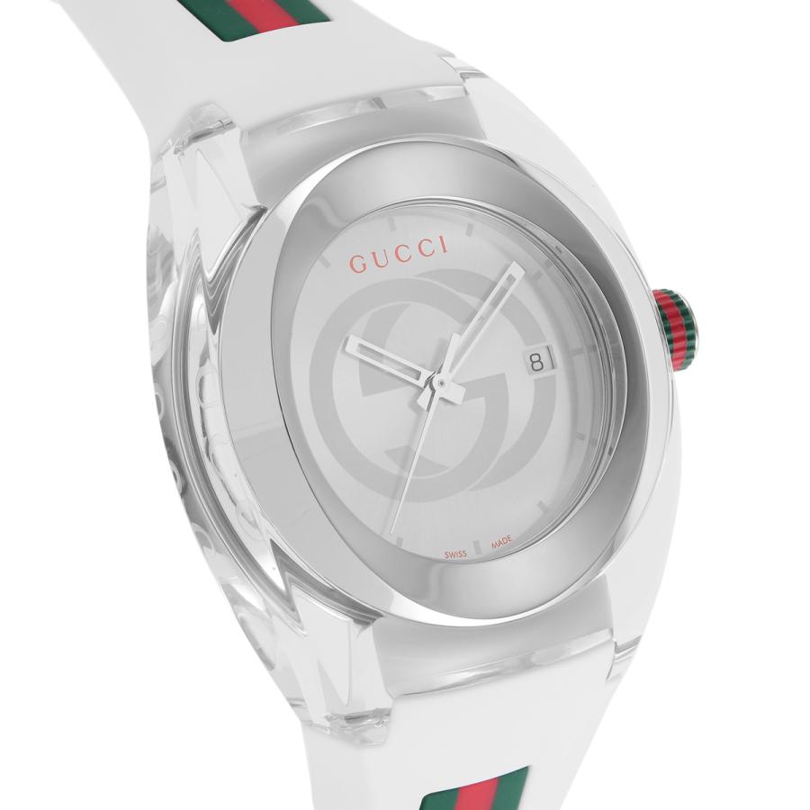 GUCCI グッチ 腕時計 時計 45mm メンズ アウトレット シルバー ホワイト クォーツ YA137102A SYNC シンク 送料無料の画像