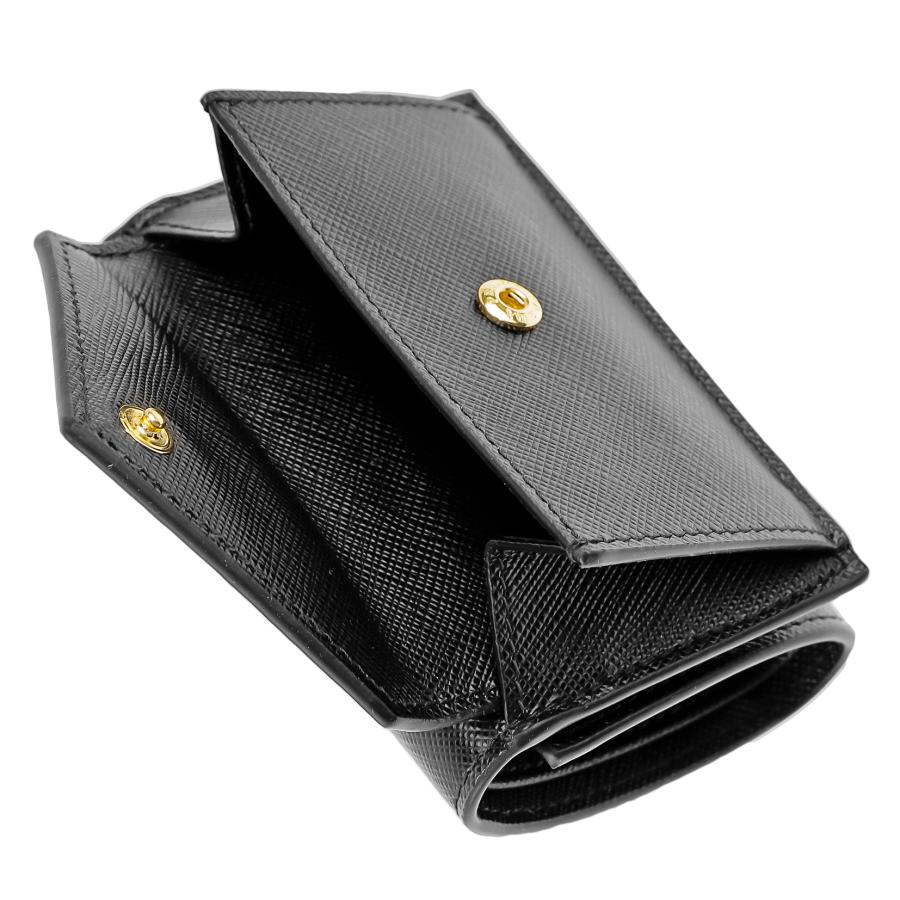 未使用級✨PRADA コンパクトレターウォレット　1MH021 ブラック　シボ革 プラダコンパクトウォレット アウトレット 黒 ユニセックス