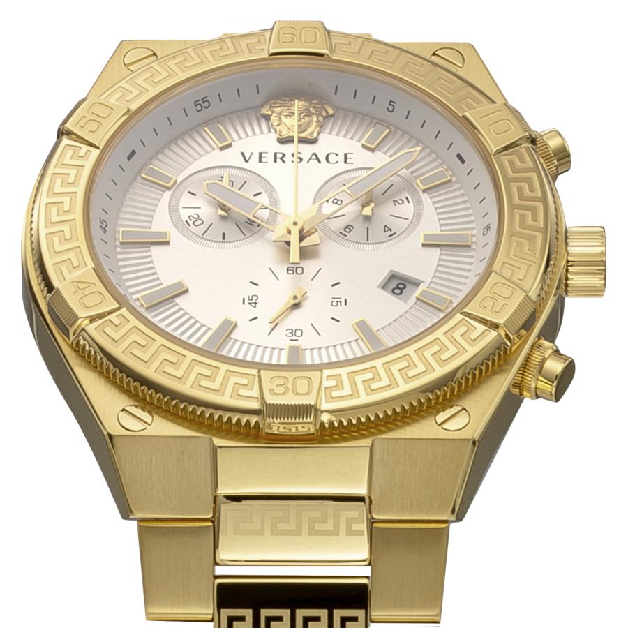VERSACE ヴェルサーチ 腕時計 時計 クロノグラフ 52mm メンズ アウトレット シルバー ゴールド クォーツ サファイア 送料無料 VESO00822 スポーティーグレカの画像