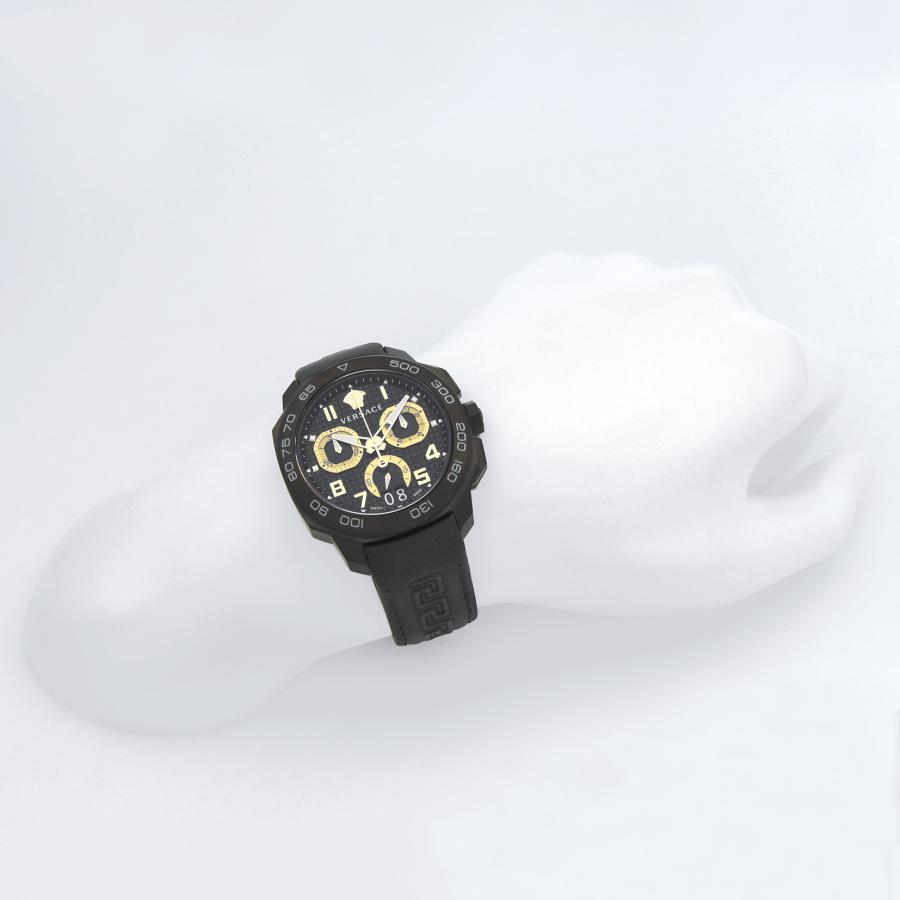 VERSACE ヴェルサーチ 腕時計 時計 クロノグラフ 44mm メンズ アウトレット ブラック クォーツ サファイアガラス 送料無料 VQC020015 DYLOS ダイロスの画像