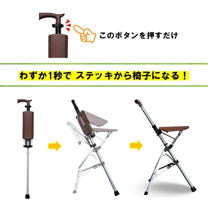 その他 フェニックス商事 ワンタッチらくらくステッキチェア LPSC001