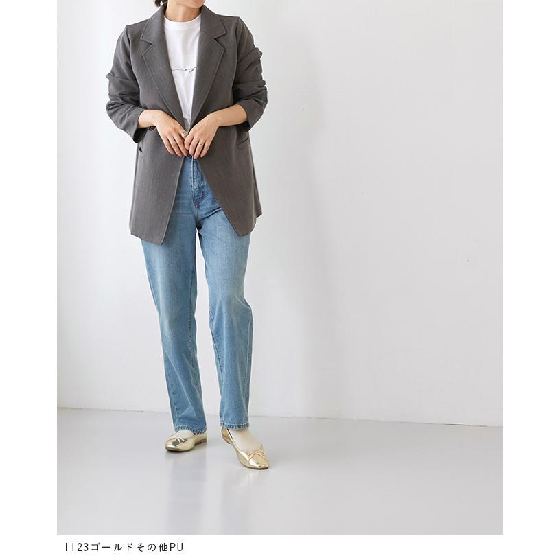 menue バレエシューズ レディース 黒 フラット スクエアトゥ パンプス 