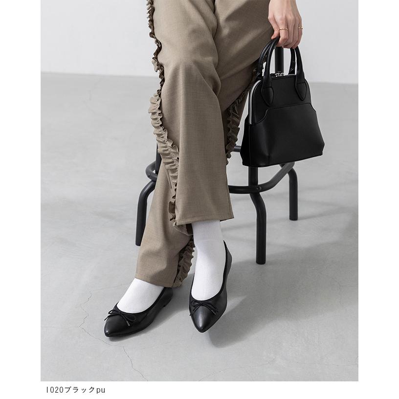 menue（メヌエ） バレエシューズ パンプス 黒 レディース リボン