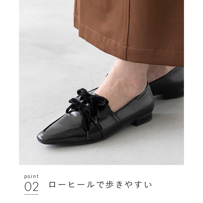 ローファー 痛くない フラットシューズ レディース チャンキーヒール ローヒール 歩きやすい ベロアリボン 送料無料 | menue | 16