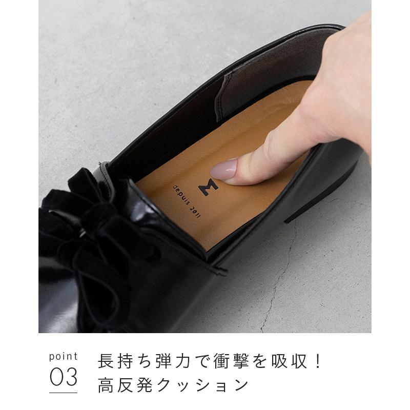 ローファー 痛くない フラットシューズ レディース チャンキーヒール ローヒール 歩きやすい ベロアリボン 送料無料 | menue | 17
