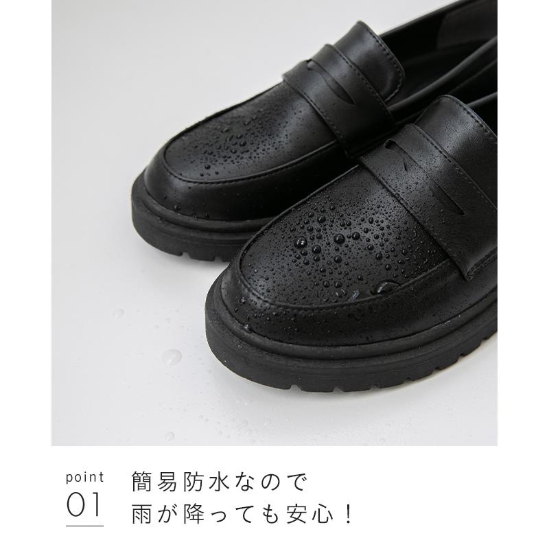ローファー レディース 厚底ローファー 痛くない 晴雨兼用 やわらかい 学生 歩きやすい 小さい ラウンドトゥ 送料無料 | menue | 17