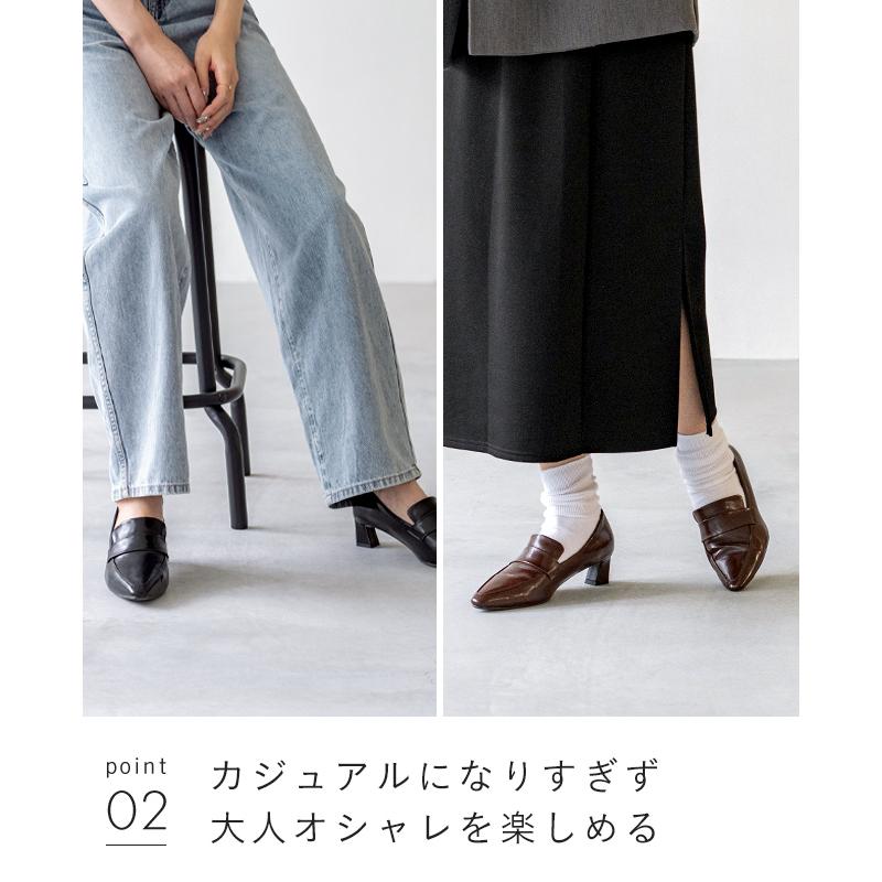 ローファー レディース マニッシュ ポインテッドトゥ パンプス 変形ヒール 痛くない ミドルヒール 送料無料 | menue | 16
