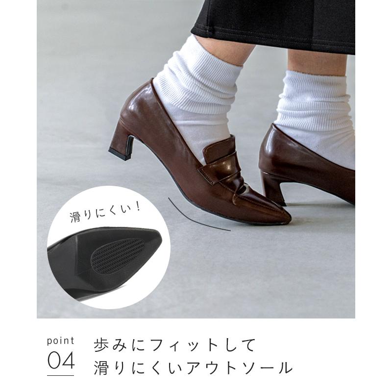 ローファー レディース マニッシュ ポインテッドトゥ パンプス 変形ヒール 痛くない ミドルヒール 送料無料 | menue | 18