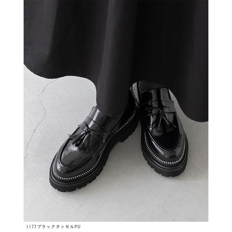 ローファー レディース 厚底 トラックソール 痛くない アーモンドトゥ スタッズ タッセル 送料無料 一部5月20日頃発送予定 | menue | 14