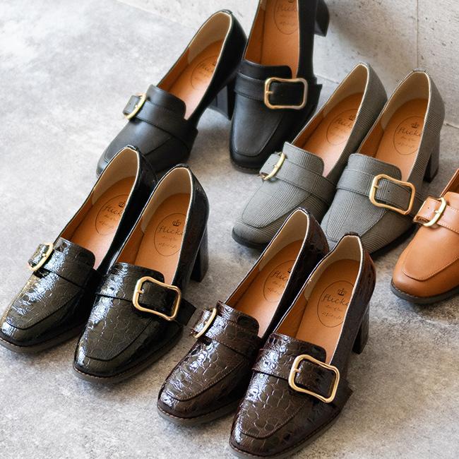 ローファー レディース ヒール ベルト カジュアルシューズ スクエアトゥ 6cmヒール 送料無料 Welleg From アウトレットシューズ 通販 Paypayモール