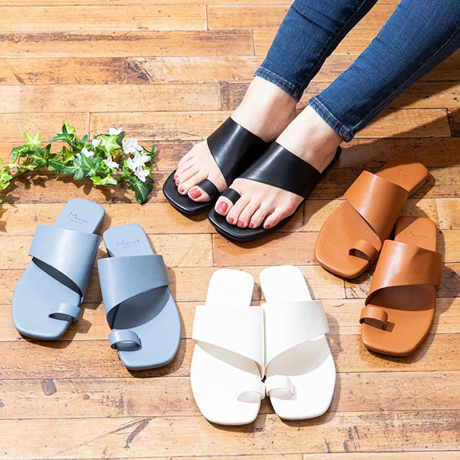 menue レディース トングサンダル ビーチサンダル 痛くない 黒  