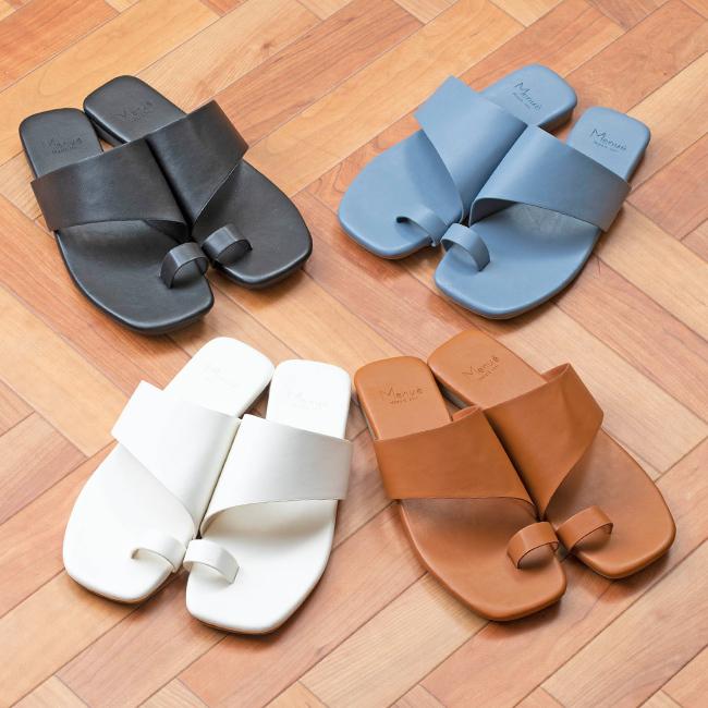 menue レディース トングサンダル ビーチサンダル 痛くない 黒  