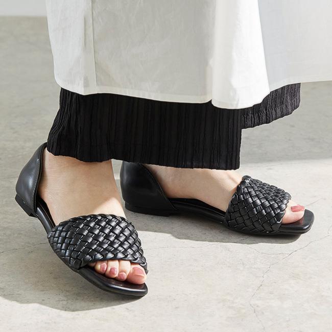 Outlet Sale セパレートサンダル レディース サンダル 黒 編み込み 履きやすい シンプル ぺたんこ ローヒール 送料無料2 999円 Sarozambia Com