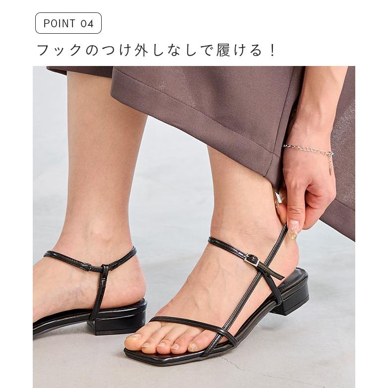 ストラップサンダル 脱げない レディース 浴衣 サンダル ローヒール 痛くない 歩きやすい スクエアトゥ 送料無料 8/20 9:59マデ 1,700円 | welleg | 10