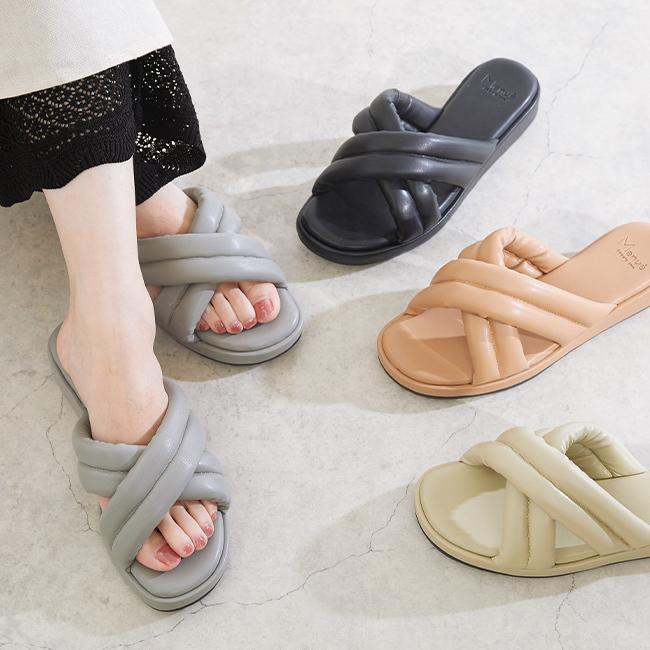 menue（メヌエ） サンダル レディース ウェッジソール スクエアトゥ