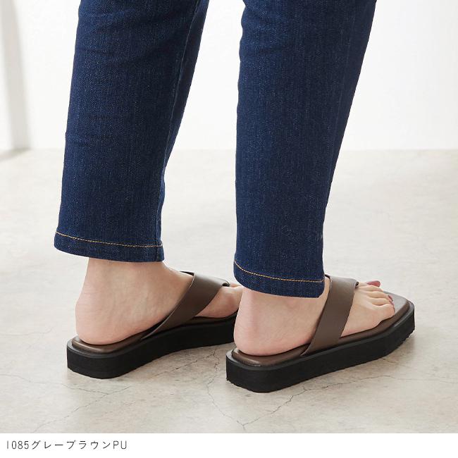 menue（メヌエ） サンダル レディース 厚底 トングサンダル スクエア