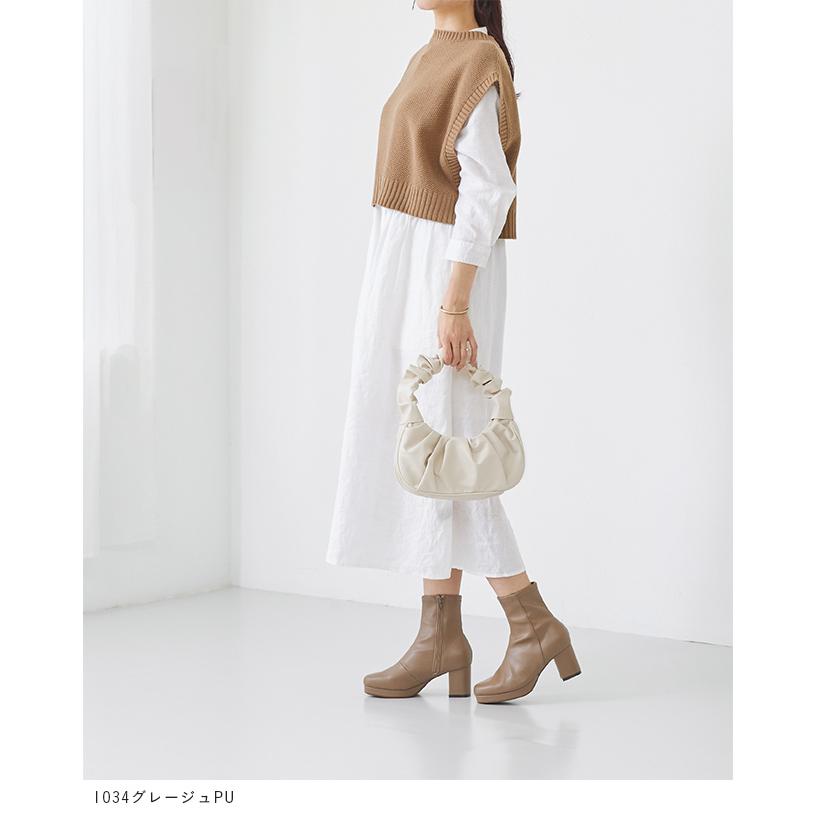 ショートブーツ レディース 大きいサイズ チャンキーヒール 太ヒール プラットフォーム ストレッチ 歩きやすい 送料無料 | flune | 14