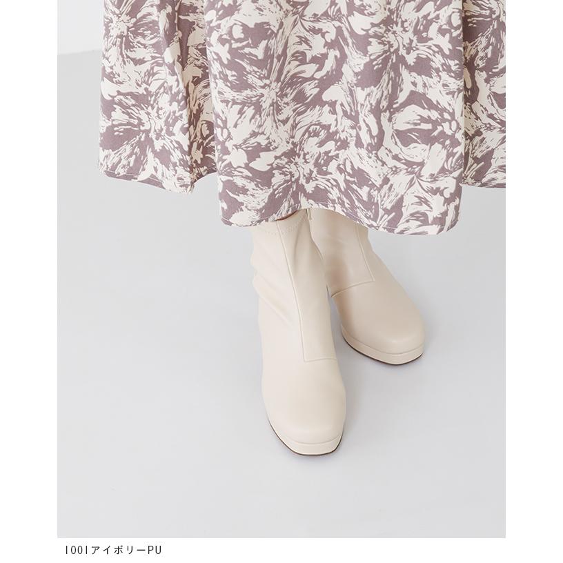 ショートブーツ レディース 大きいサイズ チャンキーヒール 太ヒール プラットフォーム ストレッチ 歩きやすい 送料無料 | flune | 13