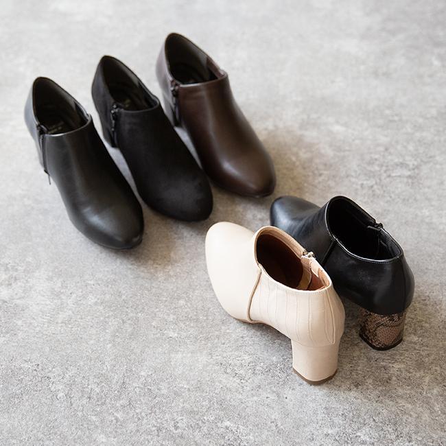 爆買 ブーツ レディース ブーティー レディース サイドジップ ファスナー 3e 太ヒール 6cmヒール 送料無料