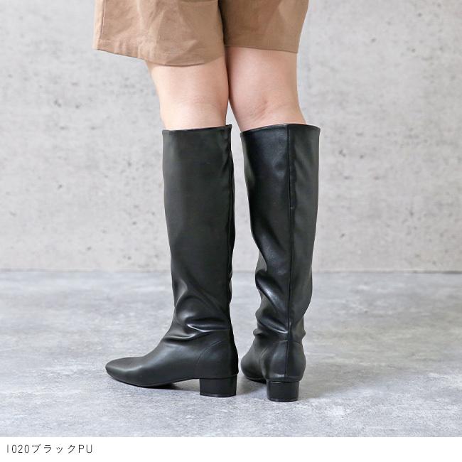 menue ロングブーツ ブーツ レディース スクエアトゥ 痛くない 防寒 