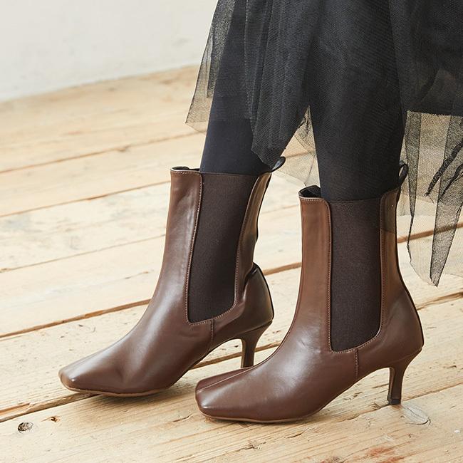 ブーツ レディース サイドゴアブーツ ミドルブーツ スクエアトゥ 疲れない ピンヒール 黒 送料無料 12 23 9 59マデ 2 299円 Pre Welleg From アウトレットシューズ 通販 Yahoo ショッピング