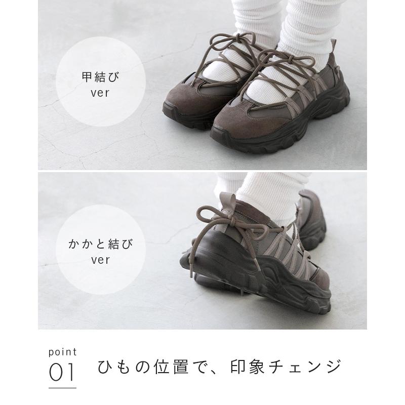 menue（メヌエ） スニーカー 厚底 レディース バレエスニーカー レース