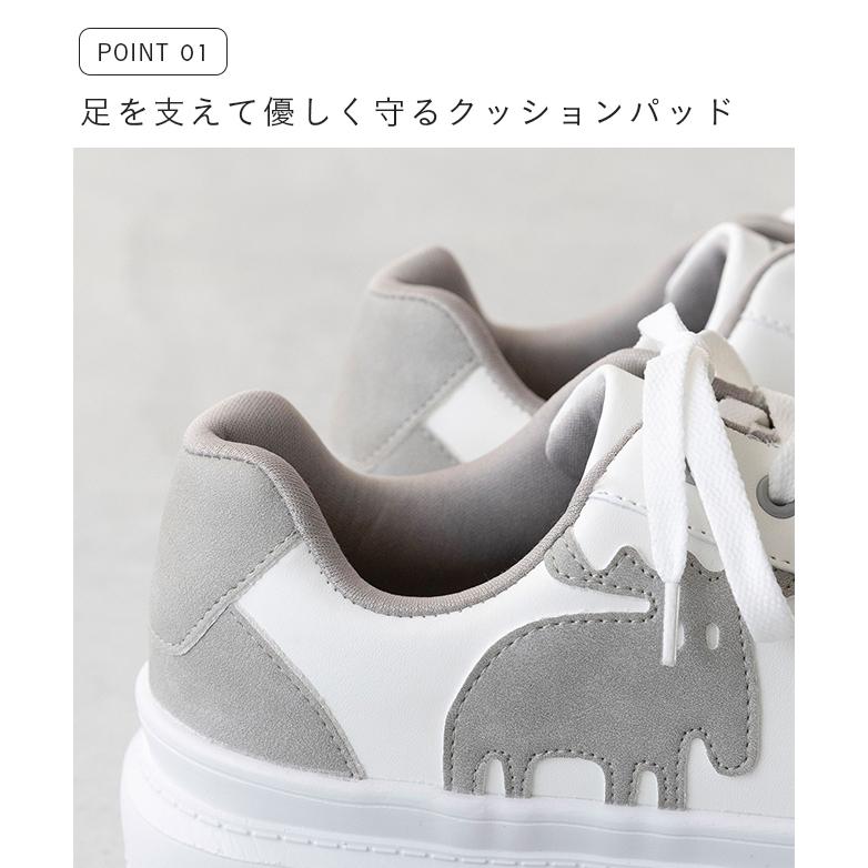 moz（モズ） スニーカー 紐あり ぺたんこ靴 レディース ミドルヒール