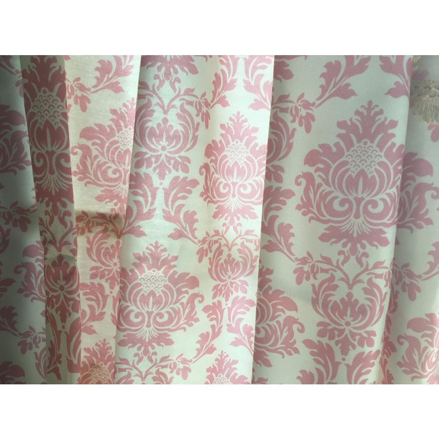 ドレープカーテン 3級遮光 遮光裏地付き レースカーテン 刺しゅう 4枚組セット 幅100x110cm モロッコ ダマスク柄 ピンク系 425 アウトレットン 通販 Yahoo ショッピング