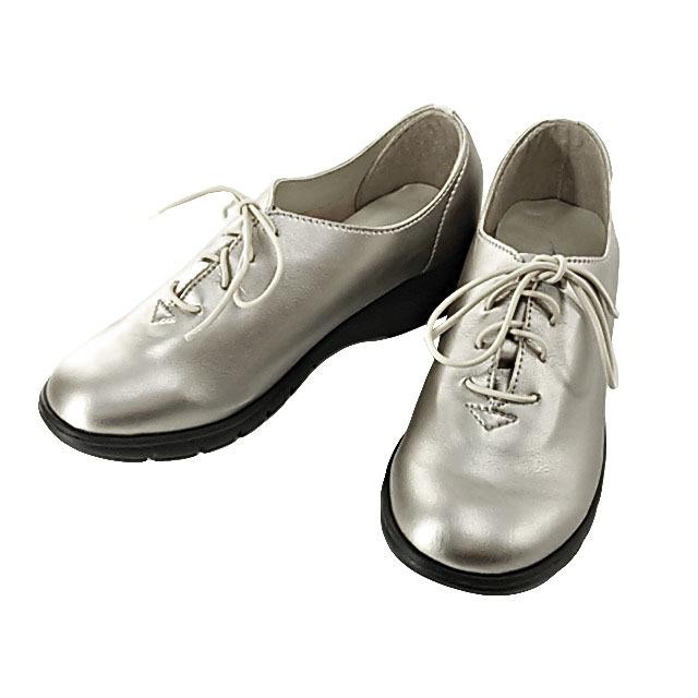 完売 ウォーキングレースアップシューズ 楽々 多機能 軽量 日本製 22 5cm 3e ヒール高3 5cm シルバー