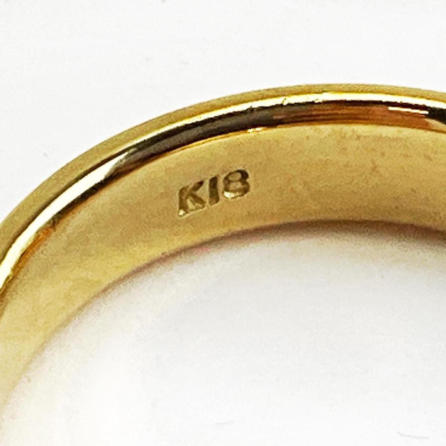 K18 平打ちリング 17号 5.3g 18金 ゴールド 指輪 幅広 シンプル メンズ レディース 新品保管品の画像