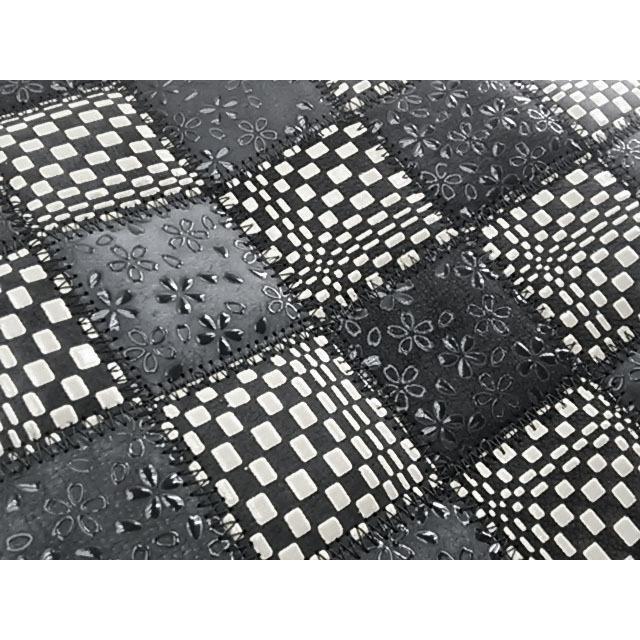 トートバッグ 牛革 鹿革 モノトーン 桜柄本印伝 36x26x7cm フラワー