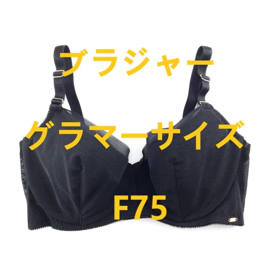 ブラジャー 美しく整える グラマーサイズ F75 ブラック 送料250円