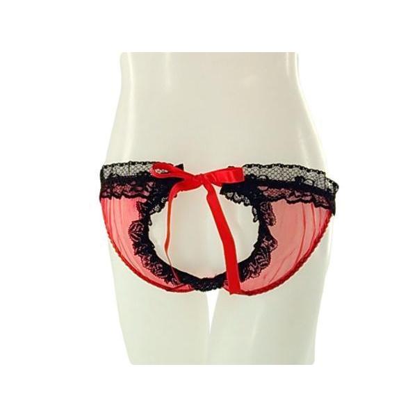 レースショーツ セクシーショーツ Oバック 小悪魔風 リボン Mサイズ