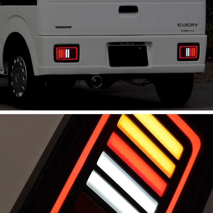 全国送料無料 DA64V DA17V エブリィ バン DR64V DR17V スクラム フルファイバー LED テールランプ クリア × ブラック 左右 新品_3