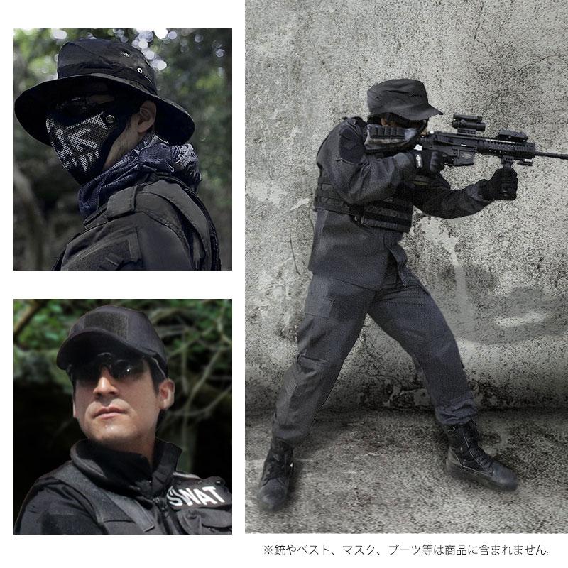 SHENKEL BDU 迷彩服 上下セット 帽子 ブラック 黒 ミリタリー SHENKEL BDU 迷彩服 上下セット 帽子 ブラック 黒 ミリタリー