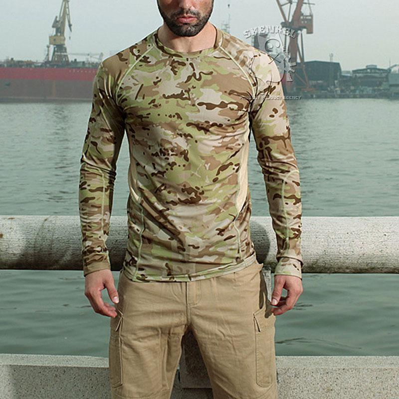 送料無料】SHENKEL 迷彩 タクティカル Tシャツ 長袖 スパンデックス