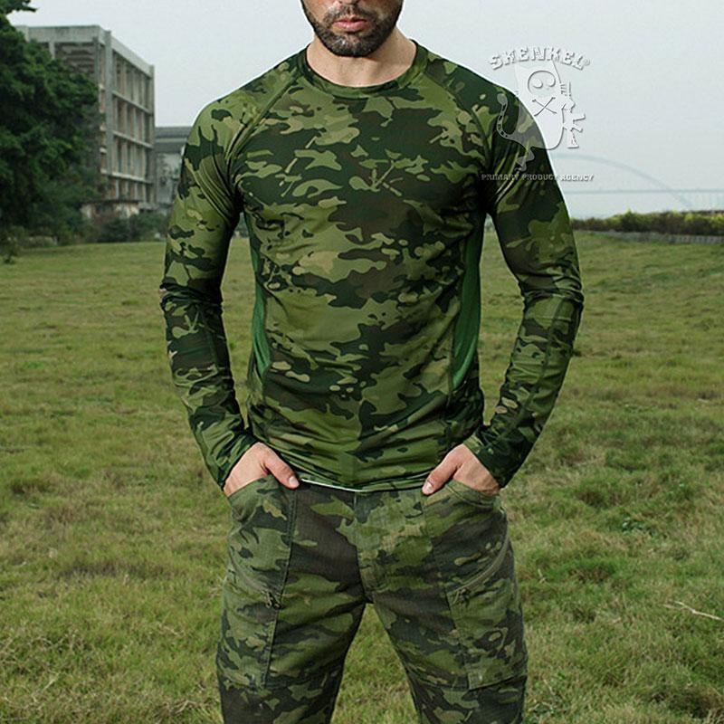 送料無料】SHENKEL 迷彩 タクティカル Tシャツ 長袖 スパンデックス