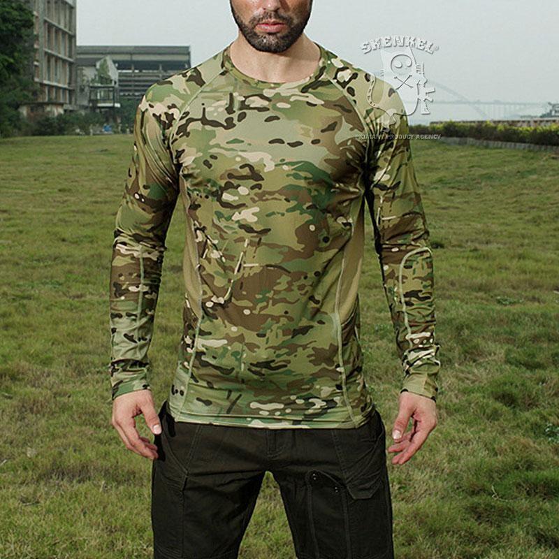 送料無料】SHENKEL 迷彩 タクティカル Tシャツ 長袖 スパンデックス