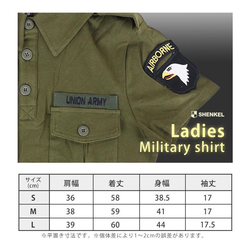 SHENKEL レディース UNIONARMY シャツ 半袖 2色 S/M/L 綿 100