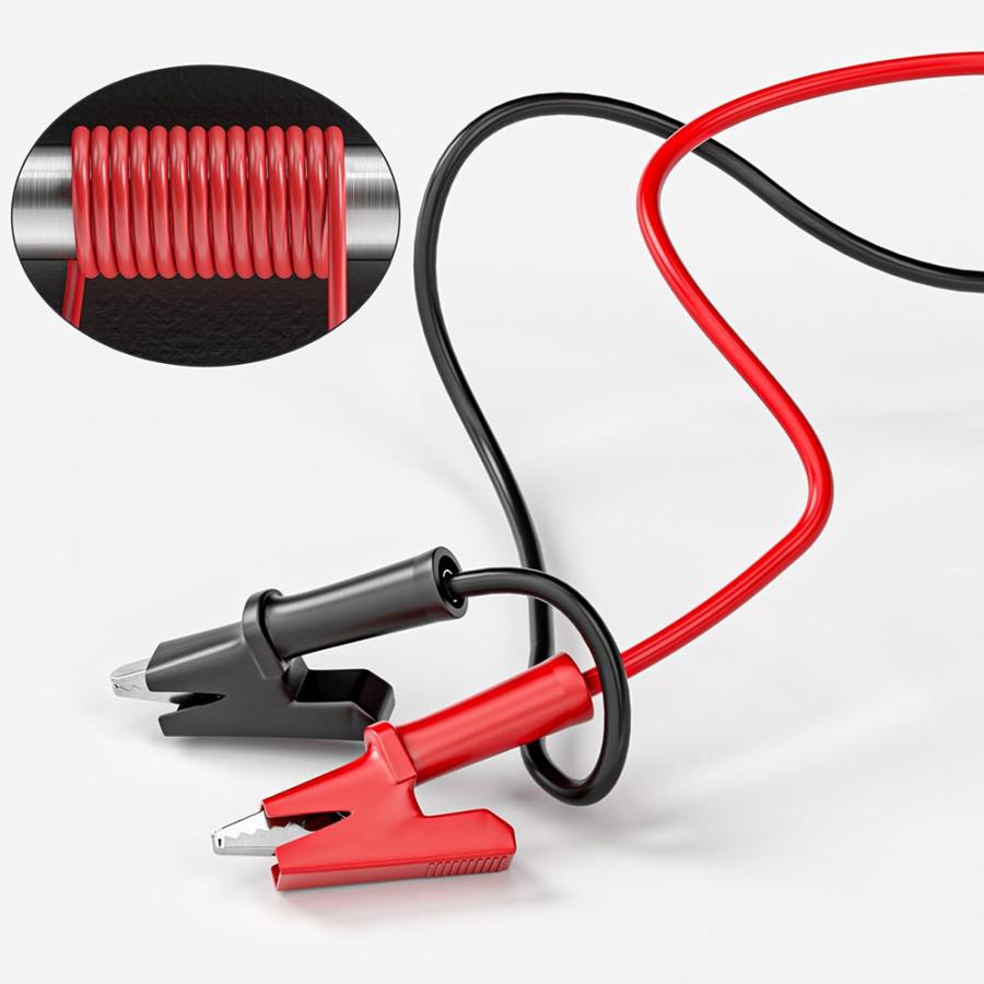 ワニ口クリップ電気テストリードセット 1m 赤黒 2本組 両端ワニ口ワイヤ 15A 絶縁体クリップ付き 電気テスト 試験用 フレキシブル銅ケーブル |  | 02